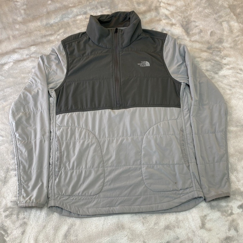 The North Face Pullover Womens Small Grey Quarter Zip Quilted Colorblock Jacket